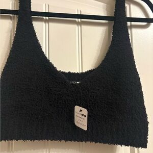 Fashion Nova Living it Up Black Textured Crop Top